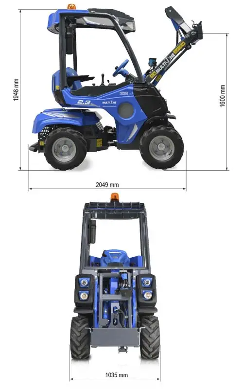Pienkuormaaja MultiOne 2.3 mitat