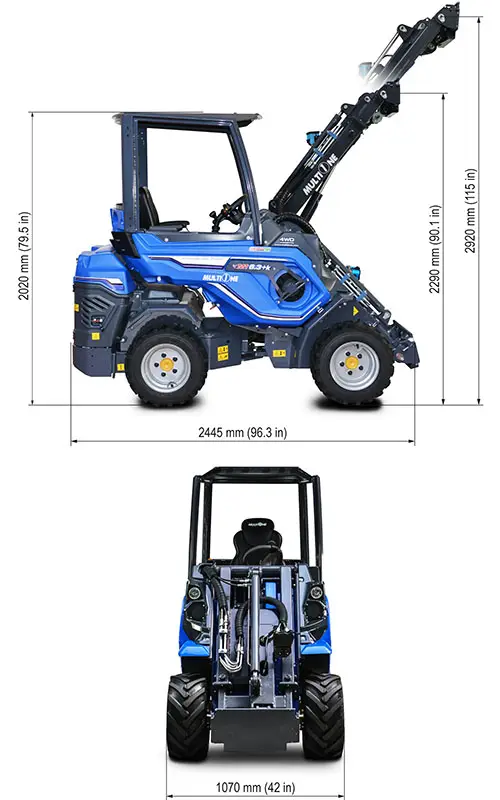 Pienkuormaaja MultiOne 6.3+ K mitat